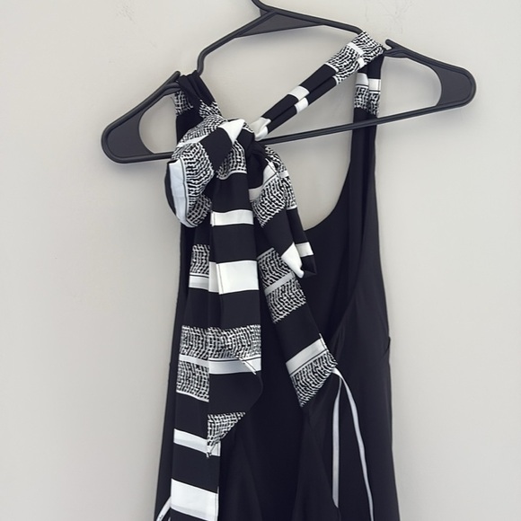 Lulus Joyful Black Multi Stripe Tie-back Mini Dress - Size XL - Picture 4 of 4